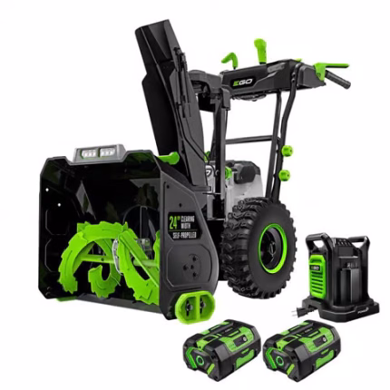 AMEXSO 24 in. 56V Two-Stage Cordless Snow Blower Kit with 2 Batteries & Charger