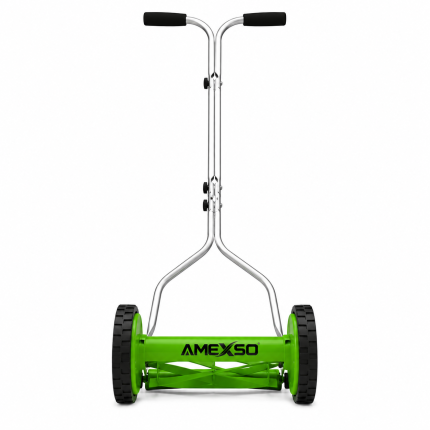 Manual Push Reel Lawn Mower, 5-Blade Cylinder Grass Cutter with Adjustable Cutting Height and 16L Grass Catcher