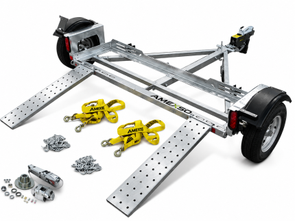 AMEXSO Galvanized Car Tow Dolly with Hydraulic Disc Brakes